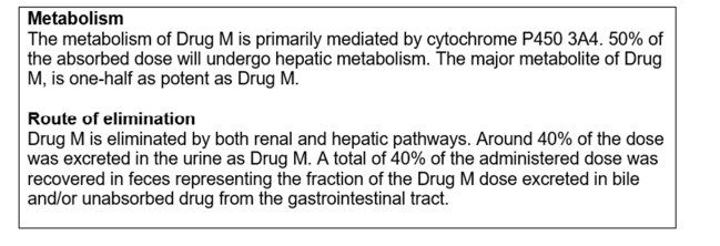 pharmacokinetics information about Drug M